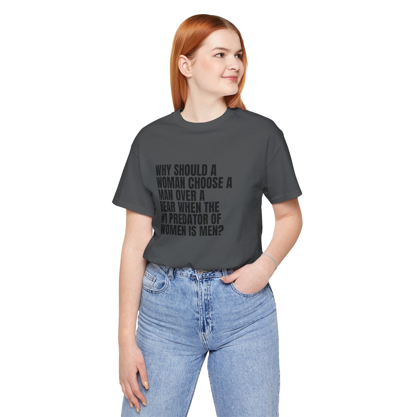 Women's Man v. Bear Tee - Black Writing