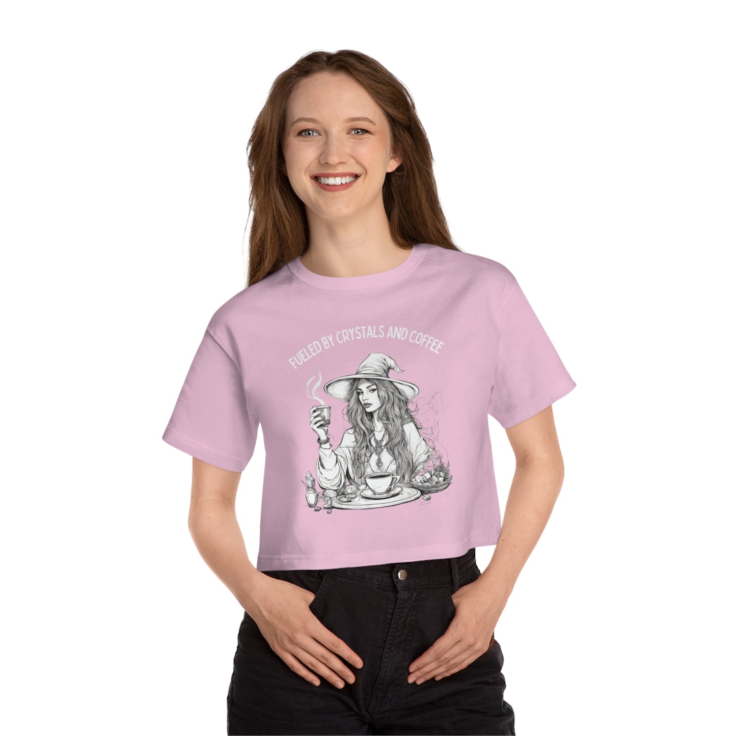 Fueled by Crystals and Coffee Cropped T-Shirt