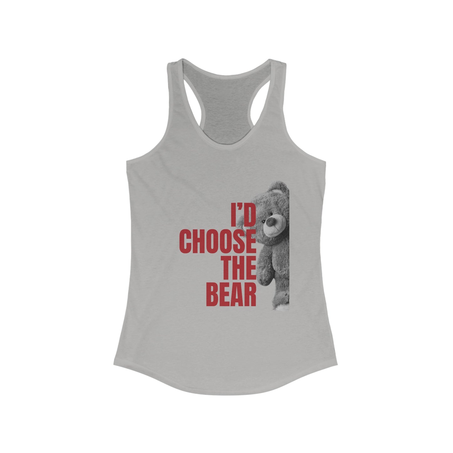 Women's Teddy Bear Racerback Tank - Red Writing