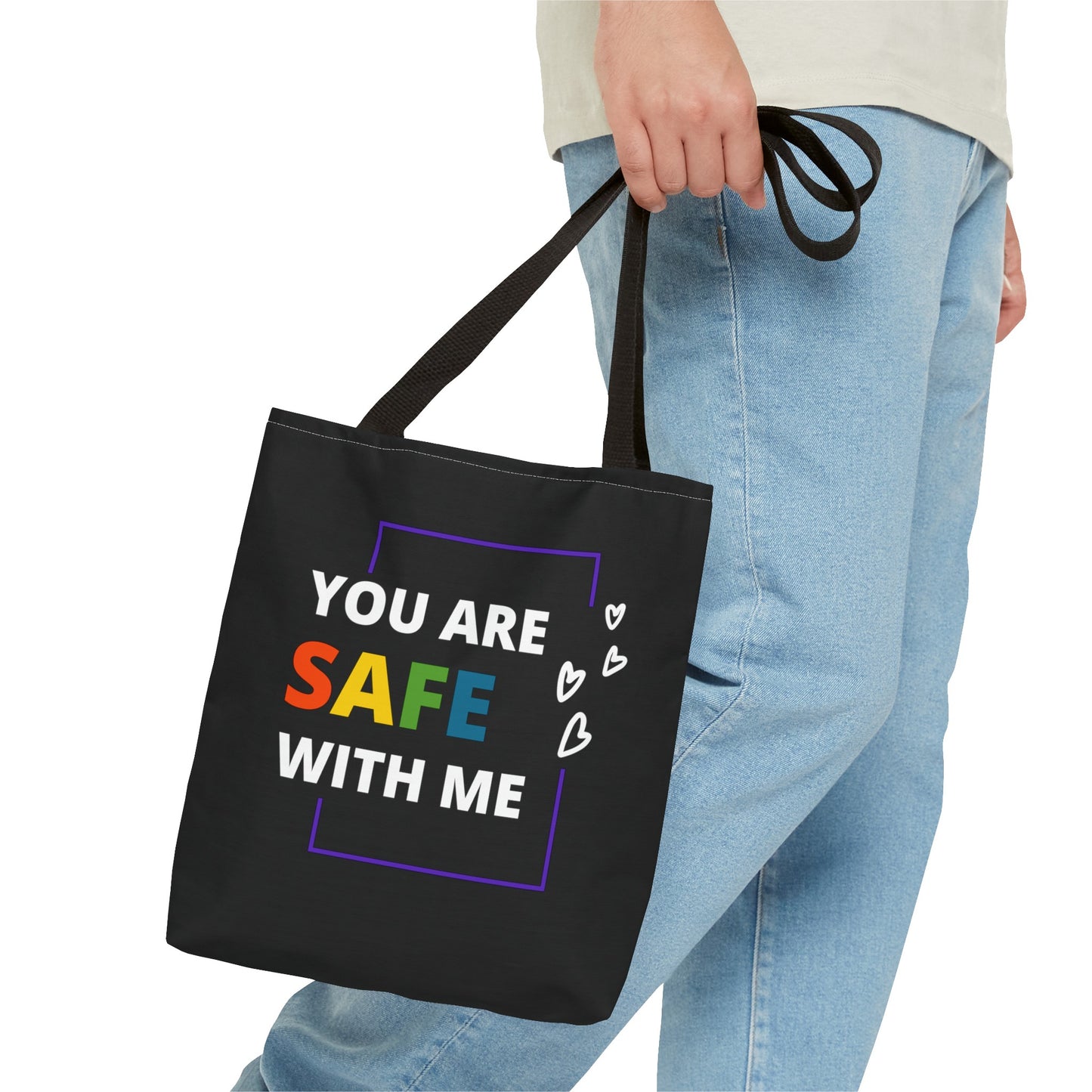 "You Are Safe With Me" Tote Bag (AOP)