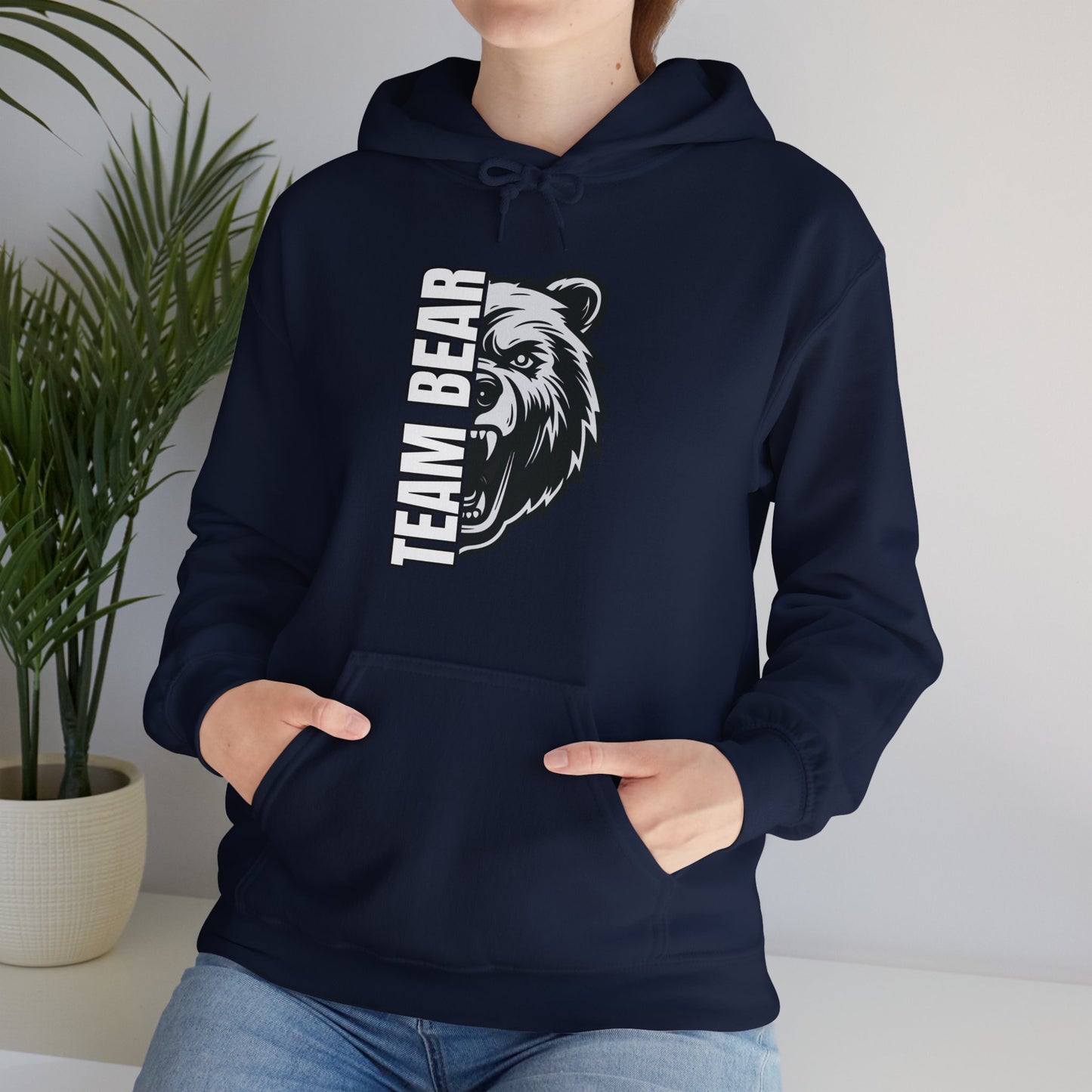 Women's "Team Bear" Hooded Sweatshirt - White Lettering