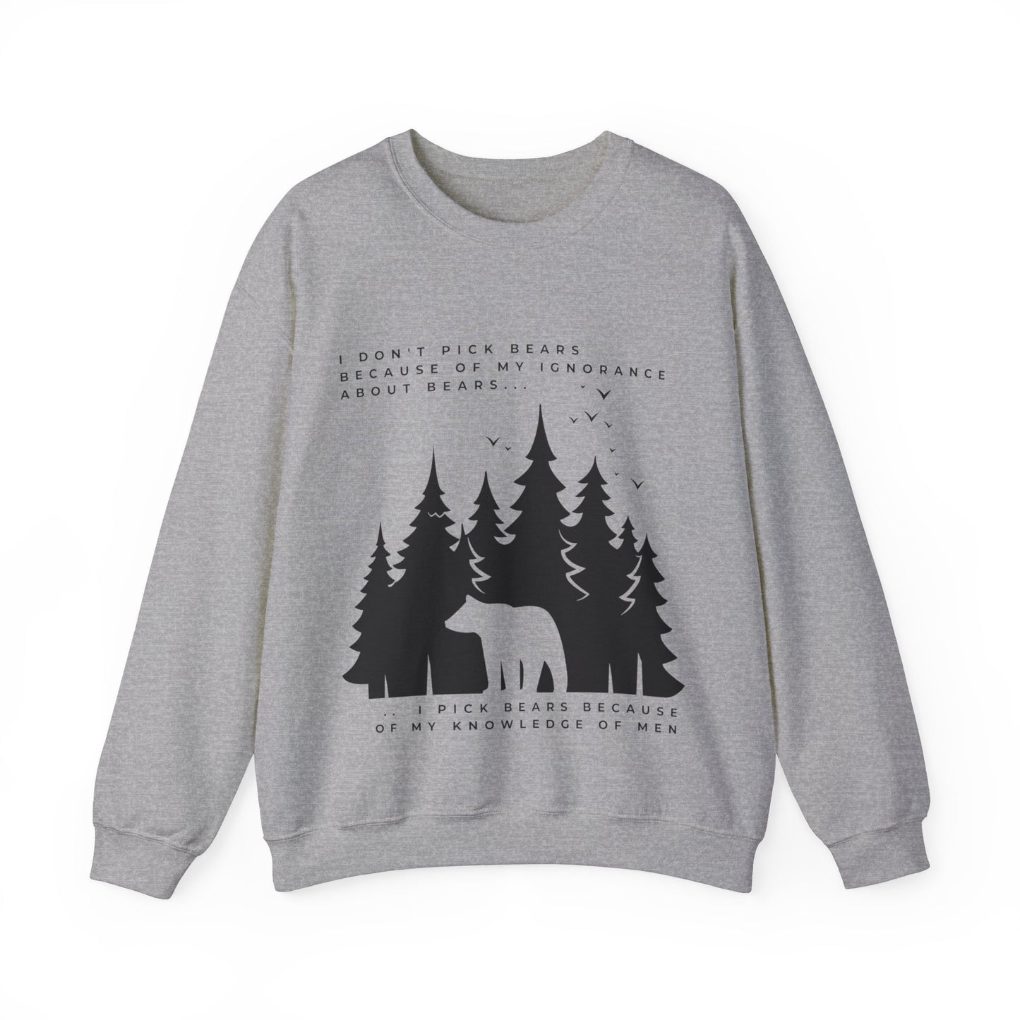 Women's Quoted "Team Bear" Crewneck Sweatshirt - Black Graphic