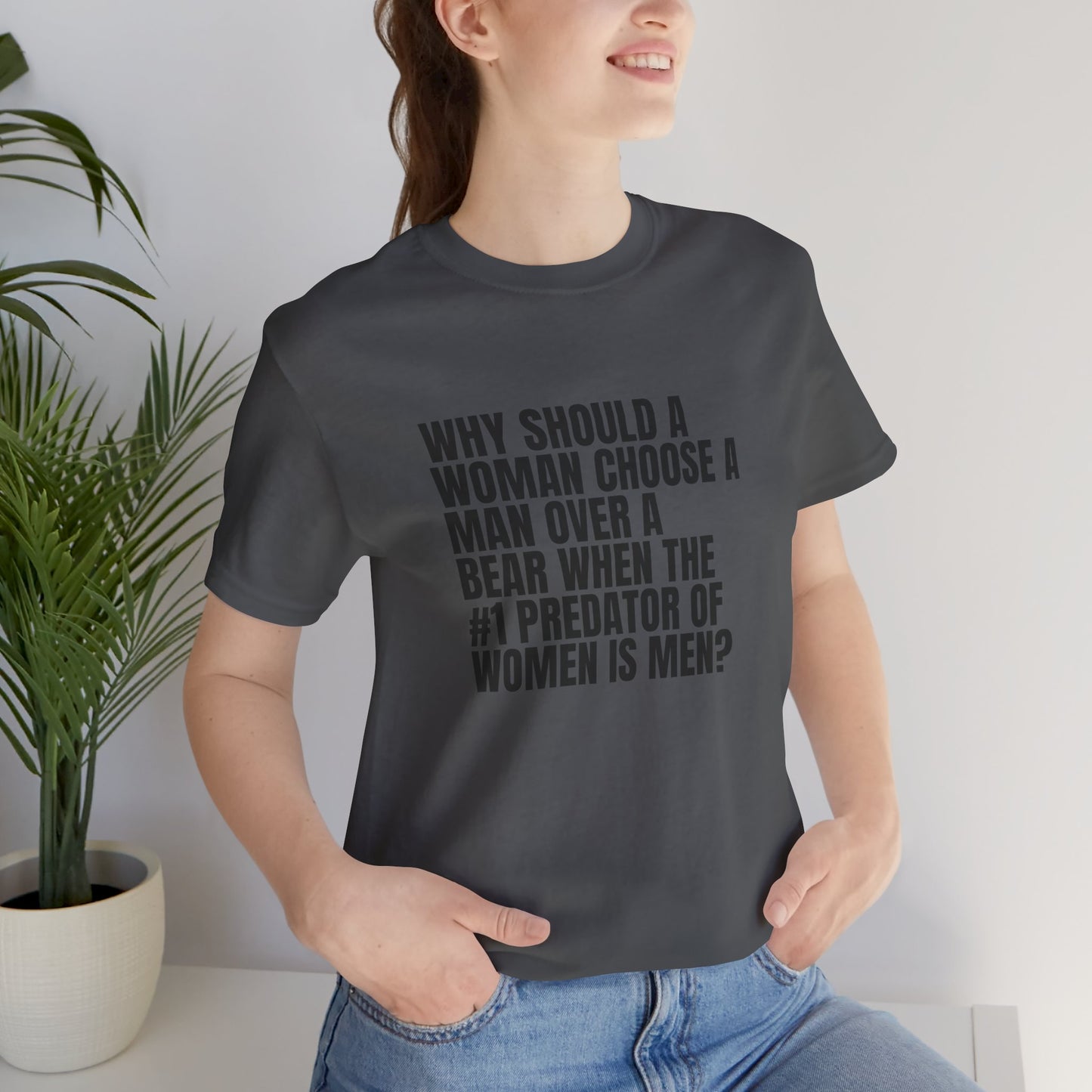 Women's Man v. Bear Tee - Black Writing
