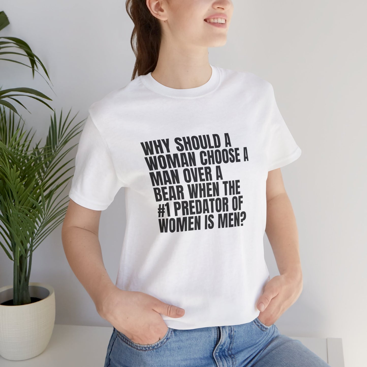 Women's Man v. Bear Tee - Black Writing