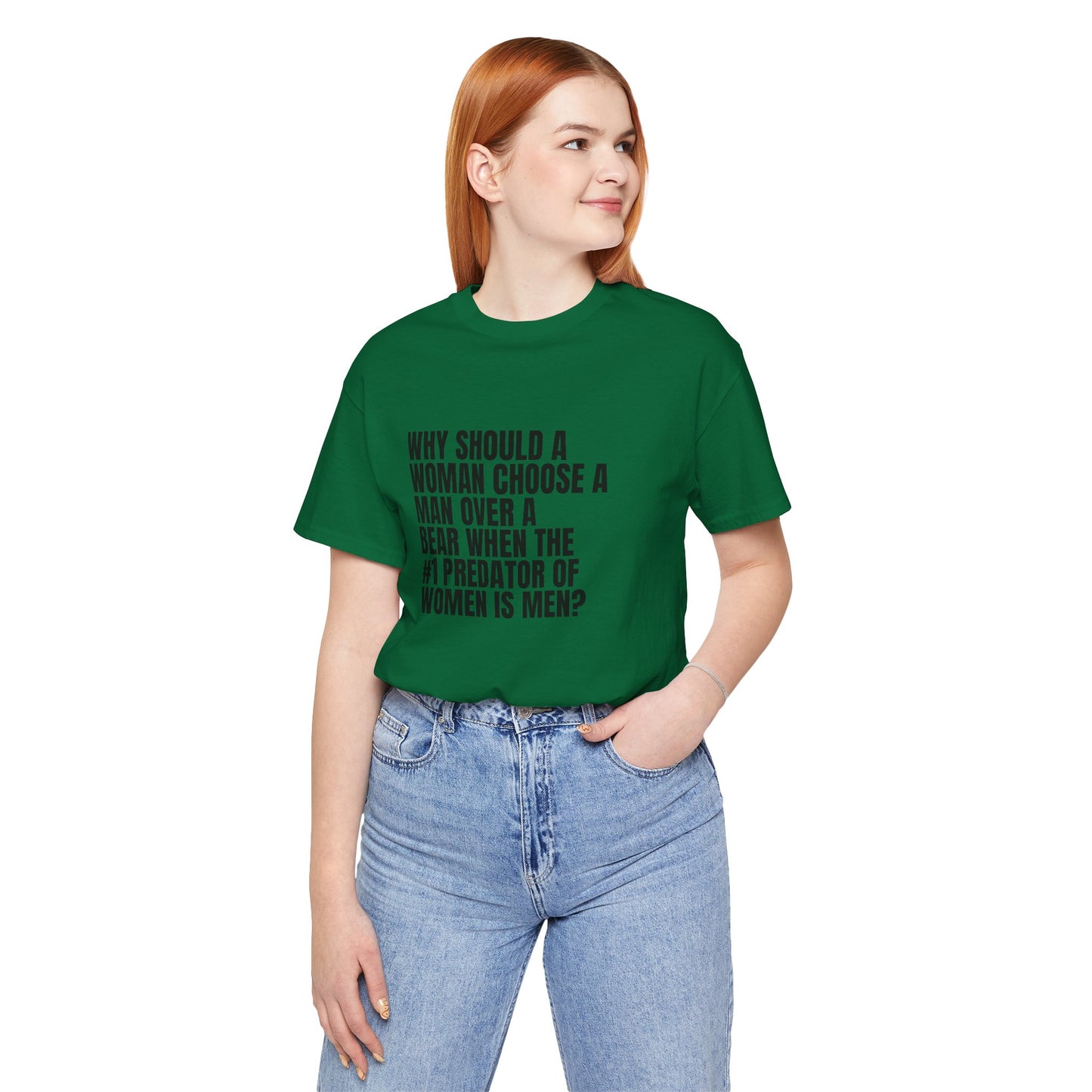 Women's Man v. Bear Tee - Black Writing