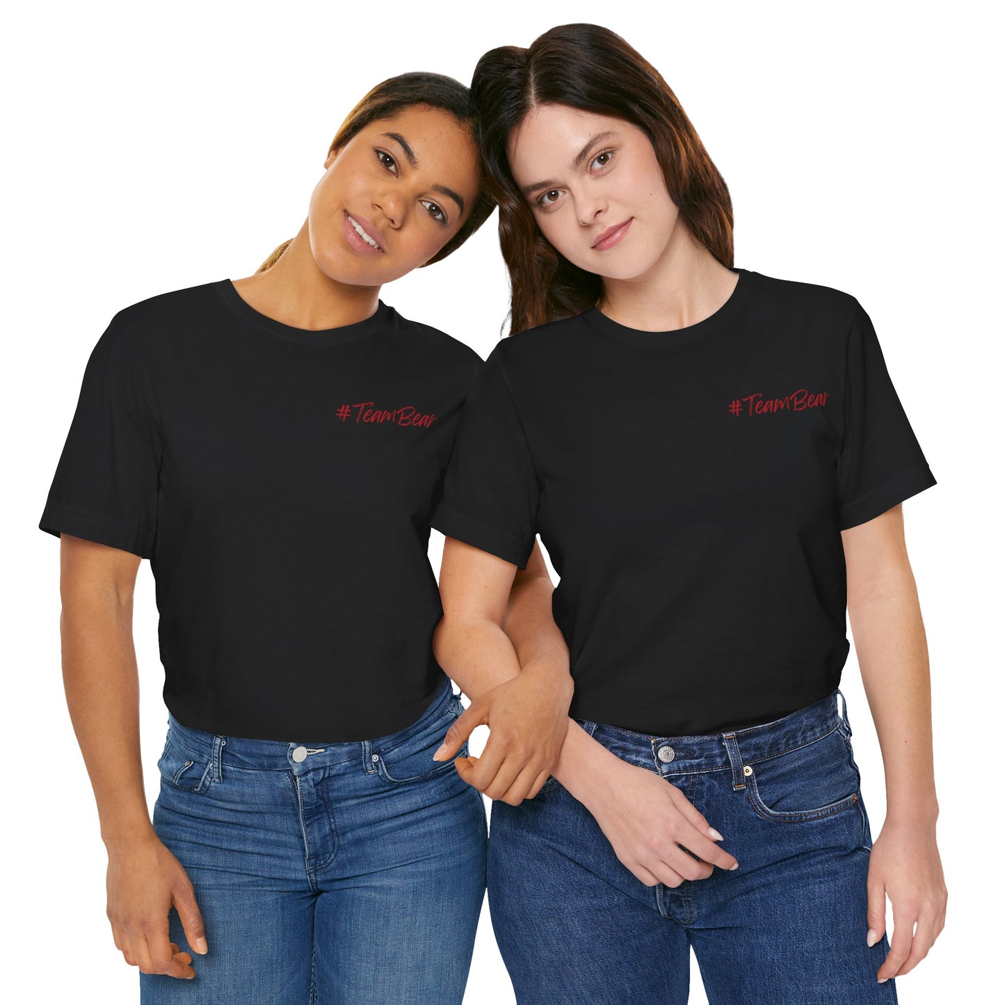 Women's Two-Sided Graphic "Team Bear" Tee - Red and White Graphics