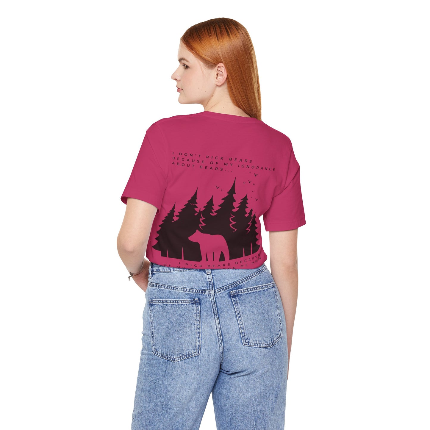 Women's Two-Sided Graphic "Team Bear" Tee - Black Graphics